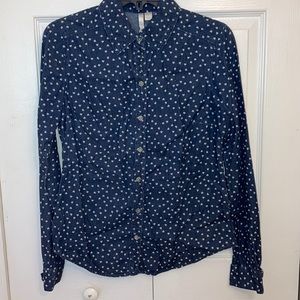 Long Sleeved Denim Top with Hearts